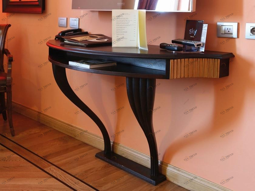 Arnaboldi Interiors Деревянная консоль в виде полумесяца с полками sun-id-1364415