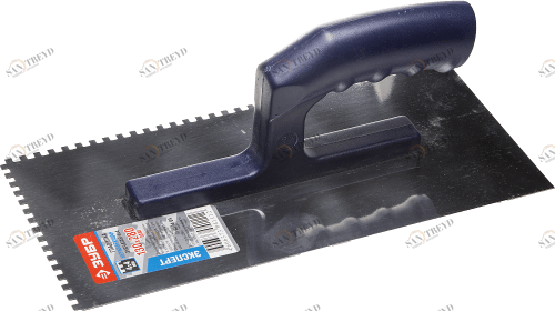 Гладилка штукатурная нержавеющая 130х280мм зуб 4х4 с пластмассовой ручкой Зубр 12336