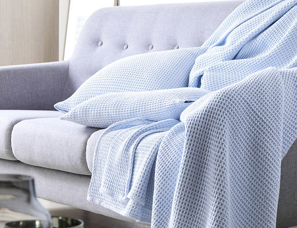 ELECTRE_AQ_240 Покрывало вафельное, светло-голубой, 240/260 хлопок Blanc des Vosges Santreyd 
