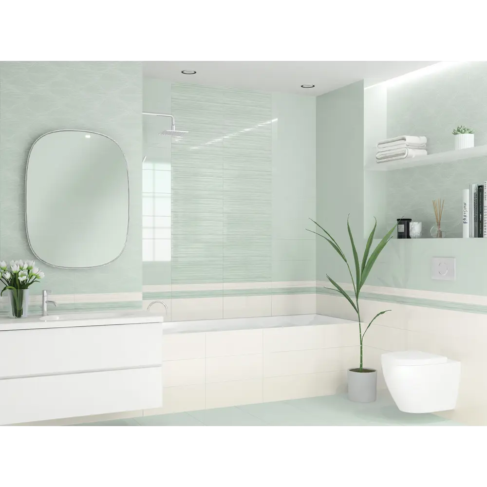 Бордюр настенный Azori Lounge Light Linea 6.2x50.5 см глянцевый цвет белый STLM-2185589