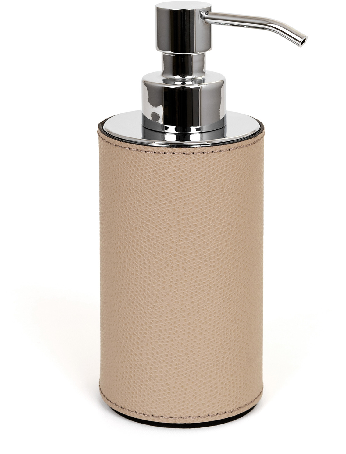 Дозатор для мыла Poseidon круглый - Ø 6XH16,5 см / металл-отделка_золото / плетеная кожа_черный