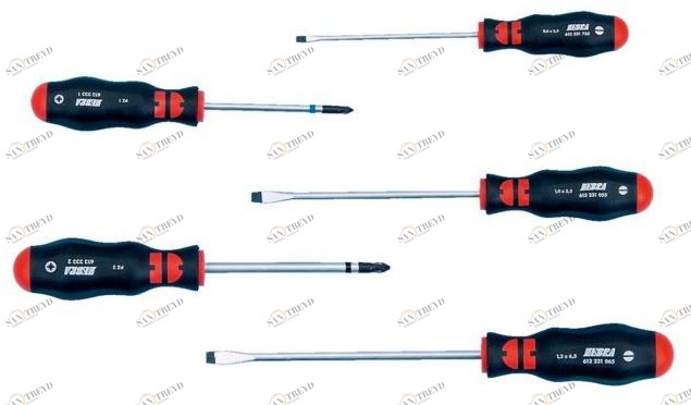 Würth Набор отверток, круглая, шт. / Шлицевая, 5 шт. Assortimenti cacciaviti 061392335