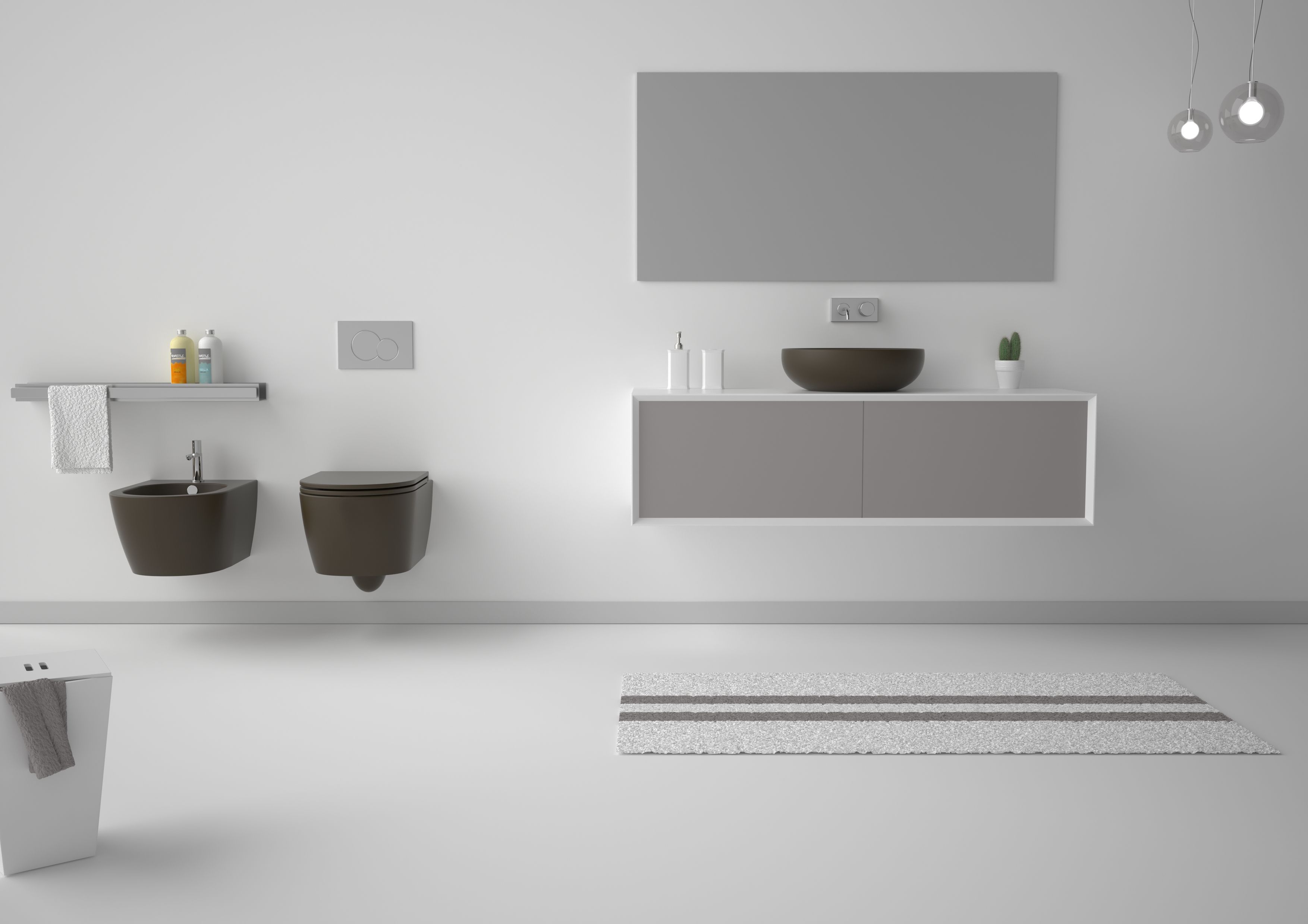 Подвесной шкаф для умывальника из МДФ с столешницей из смолы и ящиками GSG Ceramic Design Милан ARCH-00087634 - Вид №2