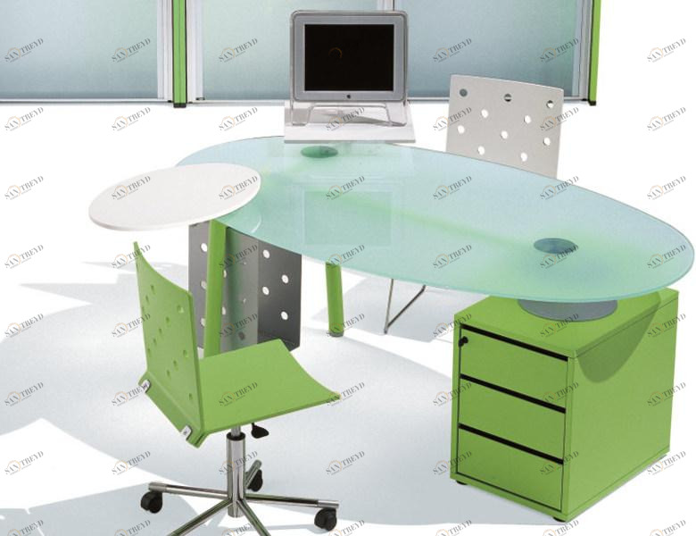 NEWTOM by Ultom Овальный стеклянный стол с ящиками Isotta sun-id-1498559