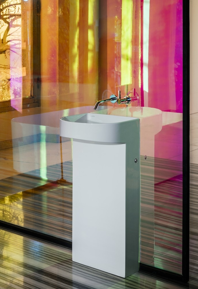 H8113417571121 Раковина, объединенная с пьедесталом, без места для установки смесителя, крепление к стене, включает керамическую крышку для сливного отверстия LAUFEN PRO - Вид №8