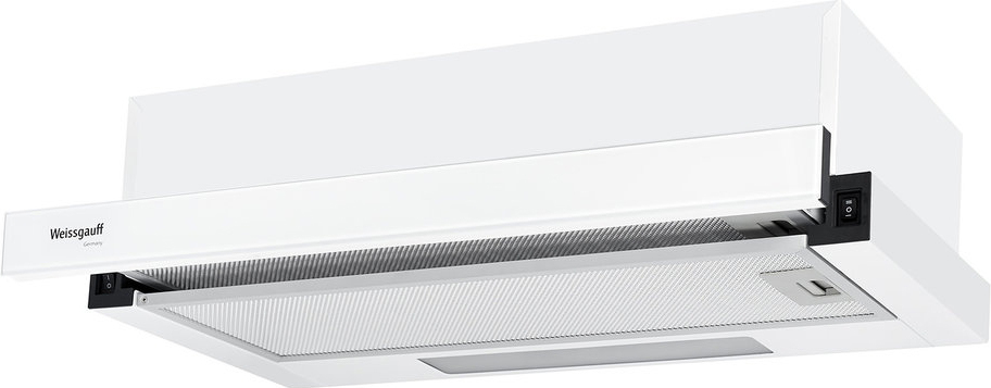 TEL 06 2M WH Встраиваемая с выдвижной кареткой, 60см, 600 м3, 2 мотора, панель управления:белое стекло, механическое управление, белый Weissgauff Santreyd 