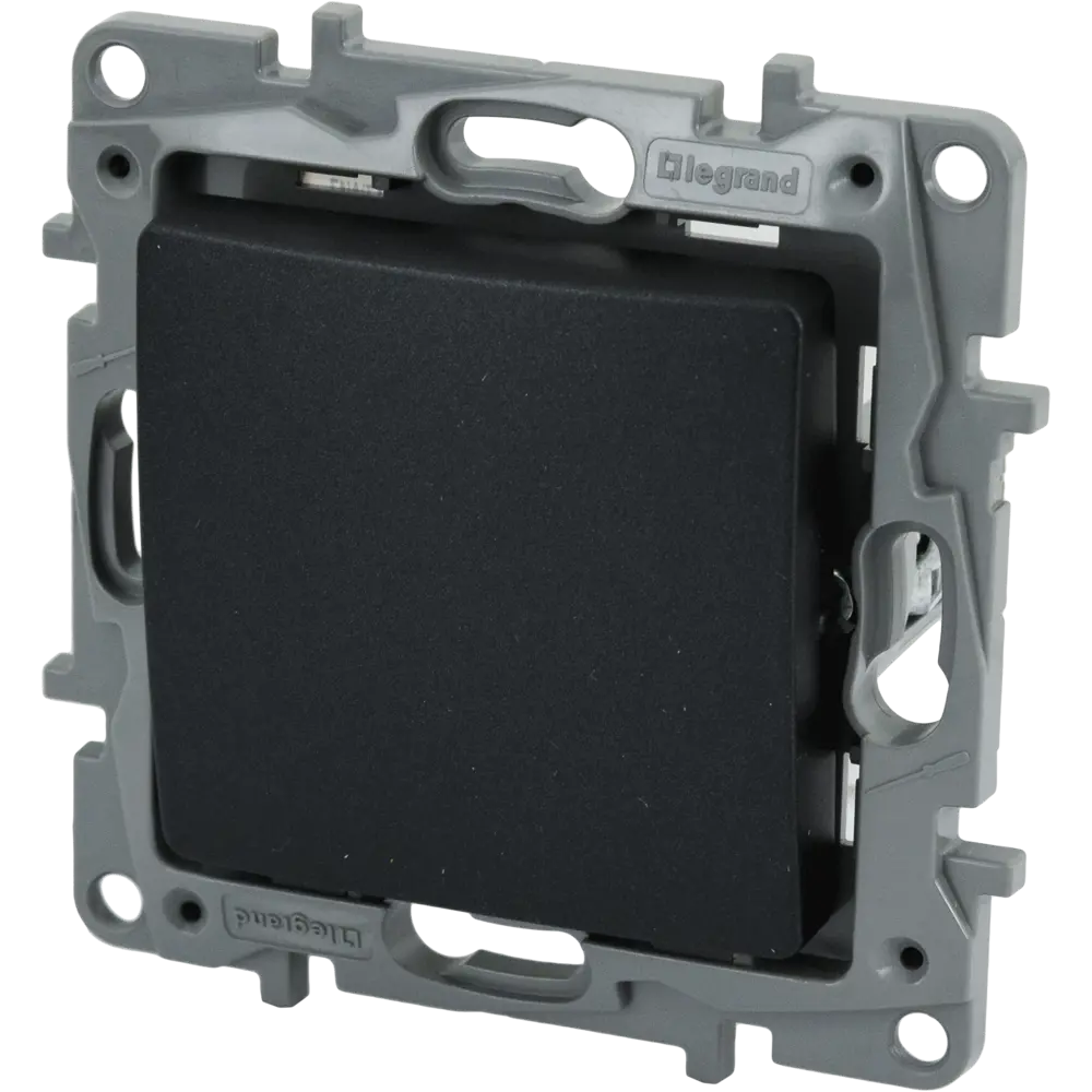 Legrand Etika — встраиваемый выключатель с одной клавишей в черном матовом исполнении 82201607 STLM-0021868