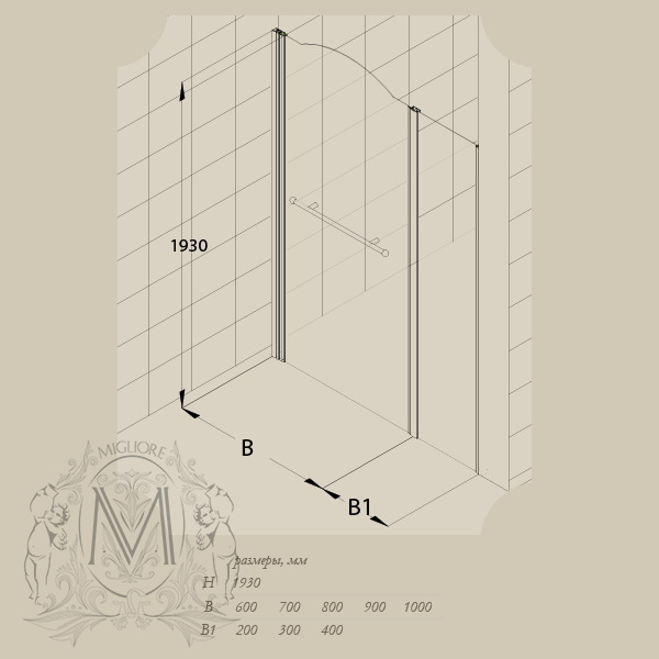 Душевая дверь MIGLIORE Diadema ML.DDM-22.583/584.ST ML.DDM-22.583.ST.CR - Вид №4