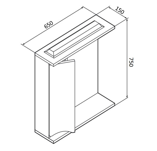 M80MPL0651WG зеркало частично зеркальный шкаф левый 65см с подсветкой белый глянец шт AM.PM Like - Вид №3