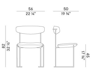 Стул для салазок со спинкой из ясеня и мягким сиденьем