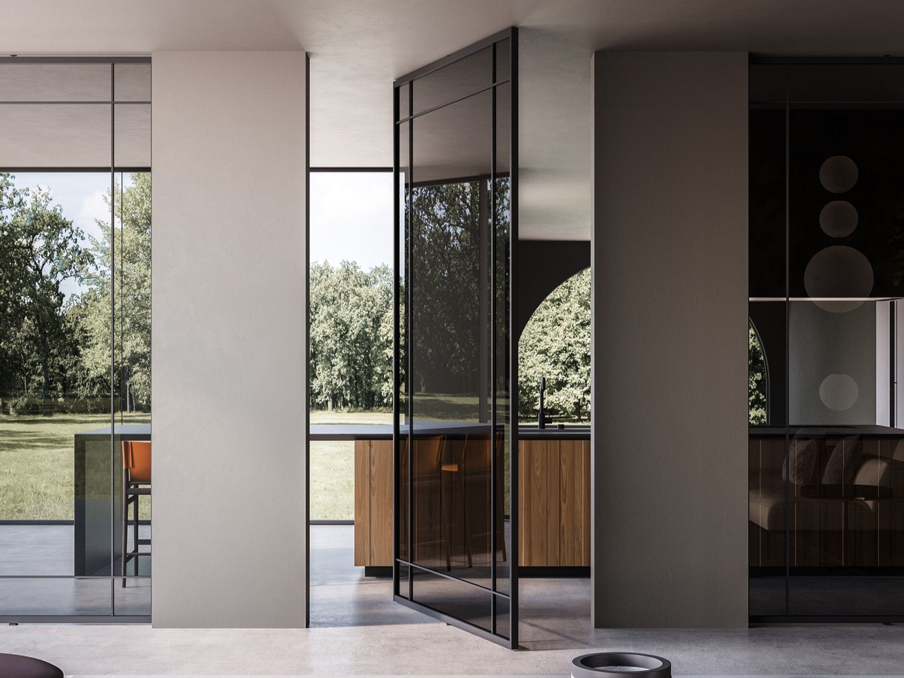 Алюминиевая и стеклянная поворотная дверь ADL Deco ARCH-00039330