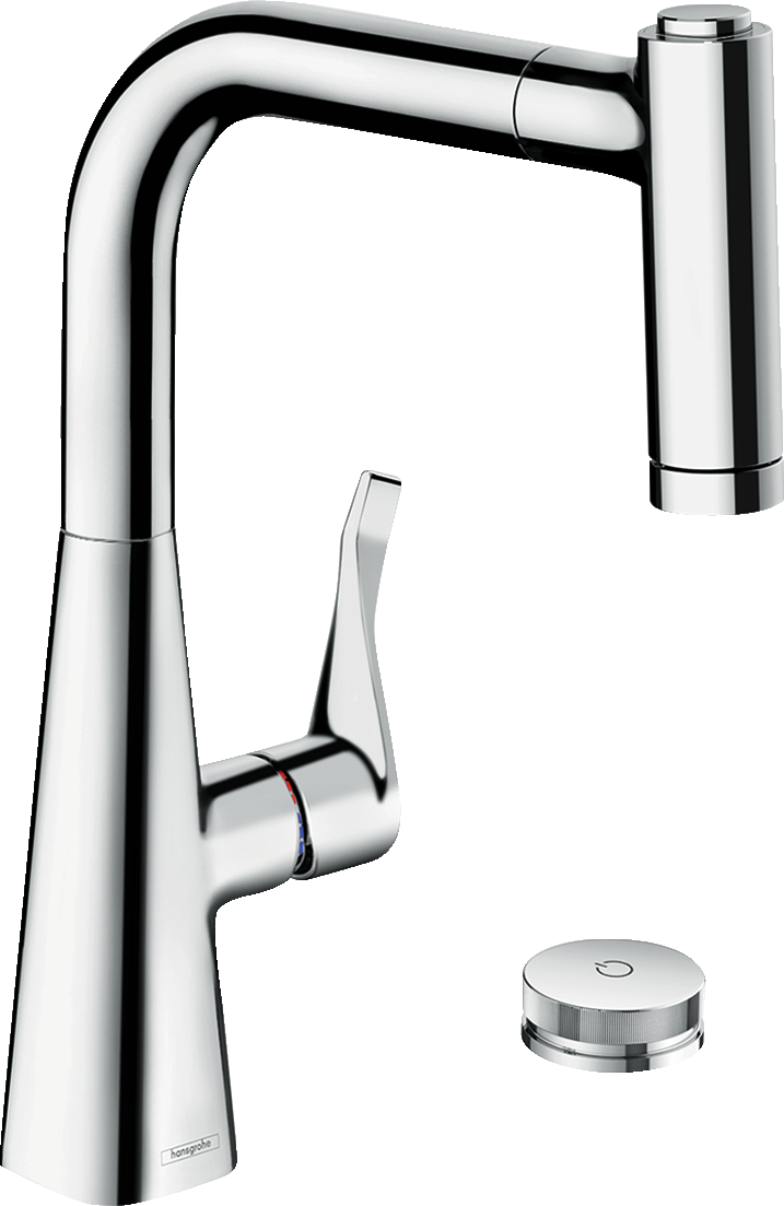 73826000 Metris Select M71 Кухонный смеситель, однорычажный, на 2 отверстия, 220, Eco, с вытяжным душем, 2jet, sBox Hansgrohe 