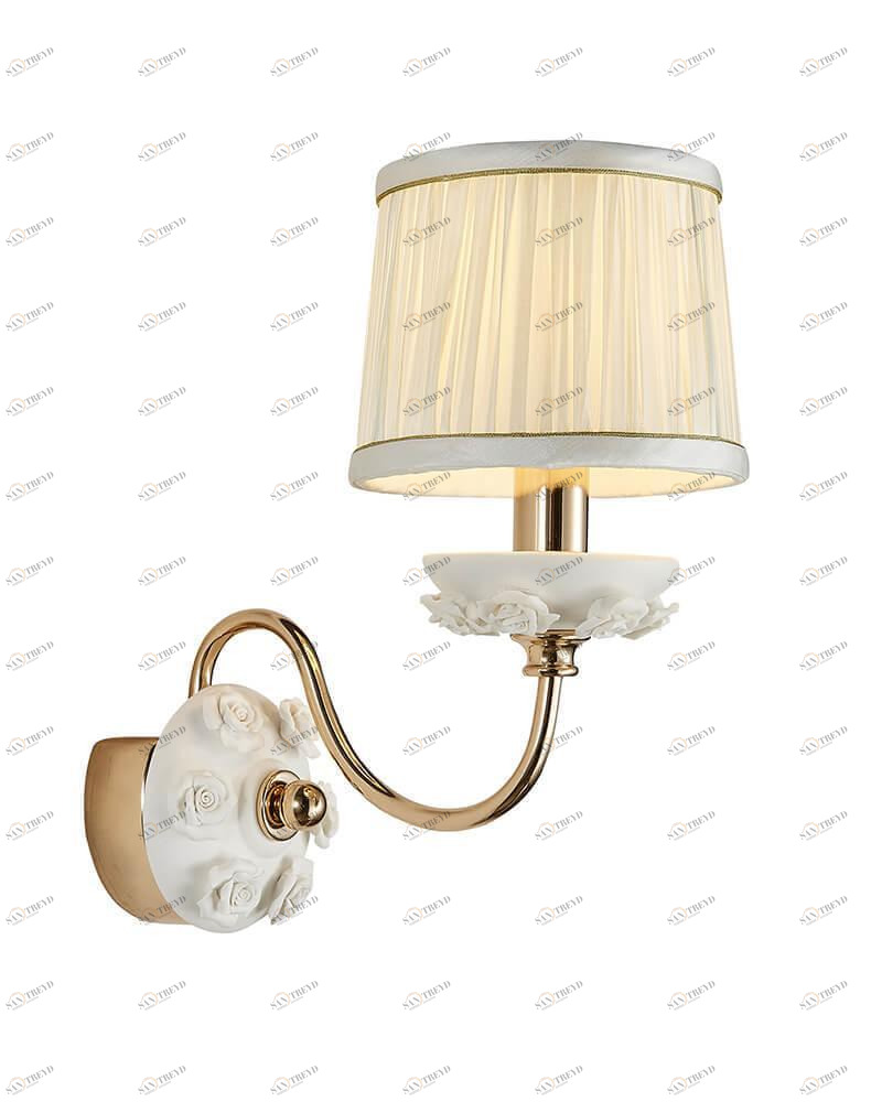 Бра металлическое с абажуром белое "Эрин" 1030/1W-GD-WT LUMIEN HALL ЭРИН 00-3929741 Белый 