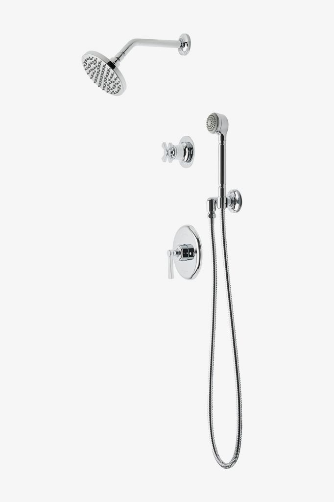 TRSP09 Транзитный душ с балансировкой давления с 6-дюймовой лейкой для дождя, ручным душем и перекрестной рукояткой с перекрестным переключателем Waterworks 