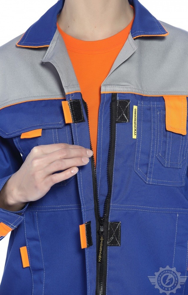 65194 Костюм "Профессионал" женский василек-светло-серый  Летняя спецодежда  размер 44-46/158-164  - Вид №21