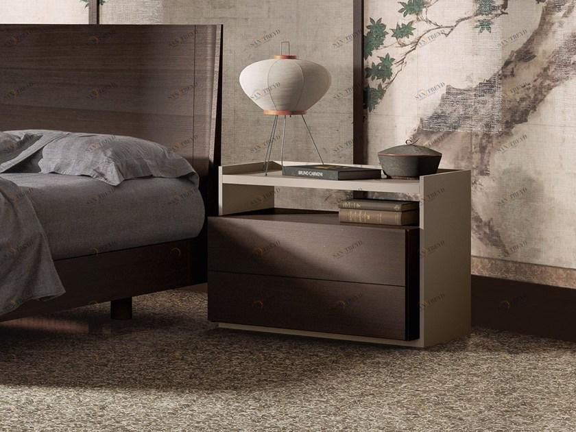 JESSE Прямоугольная прикроватная тумбочка из лакированной древесины с ящиками Icon sun-id-1395350