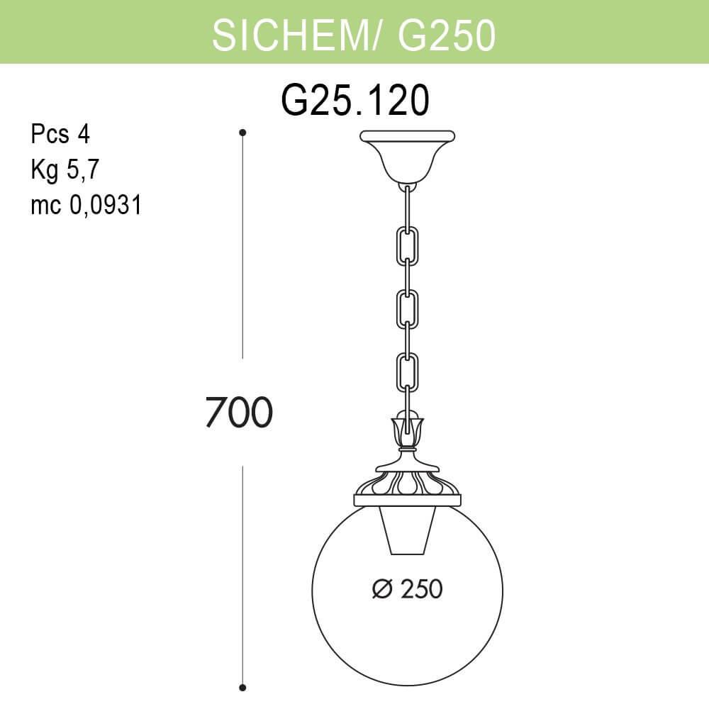 Уличный подвесной светильник Fumagalli Sichem/G250 G25.120.000.AXE27 FUMAGALLI SICHEM, G250 273216 Черный  - Вид №1