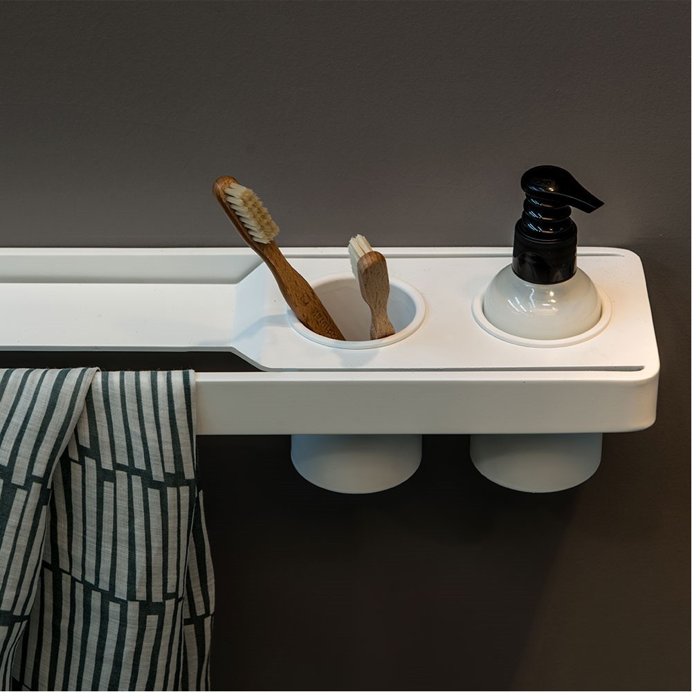 EVBR450DXBEVER Life Design Полка и полотенцедержатель 45 см со стеклом - Brunt Brunt Непрозрачный белый - Вид №2