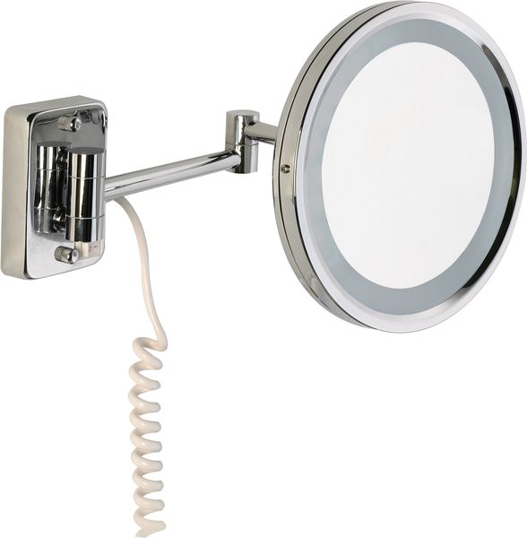 H221/WITHLED Sanibano, настенное круг. зеркало с 3-х крат. увелич. и LED подсвет.(с проводом и вилкой), цвет хром 