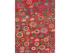 Шерстяной прямоугольный цветочный ковер