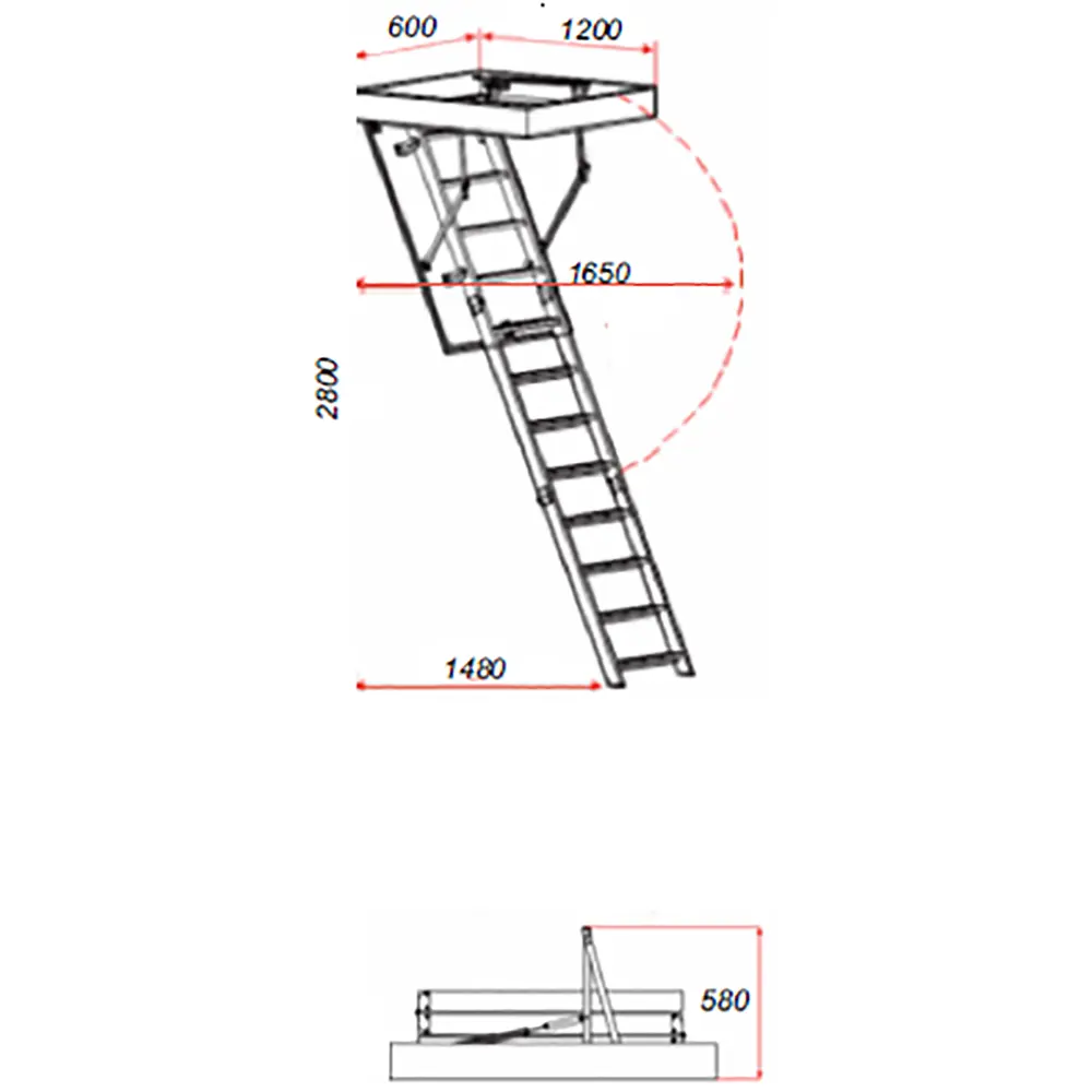 Лестница чердачная складная с секциями ALU 60x120x280 см 83771088 STLM-2154079 OMAN  - Вид №6