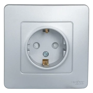 Розетка встраиваемая Systeme Electric Blanca 16 А с заземлением цвет алюминий