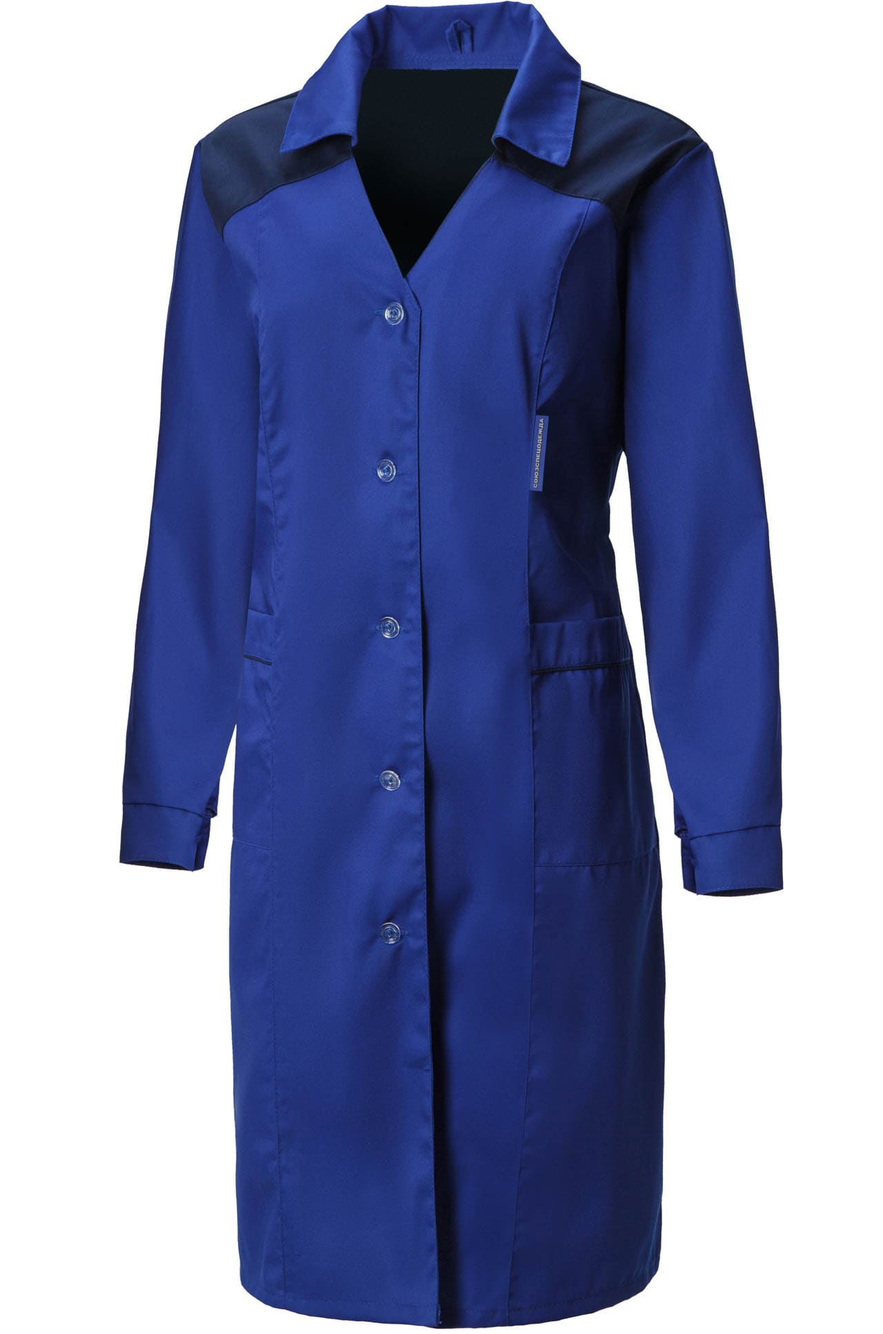 65717 Халат "Мастерица" женский василек с темно-синим  Одежда для обслуживающего персонала  размер 44-46/158-164 Спецодежда 