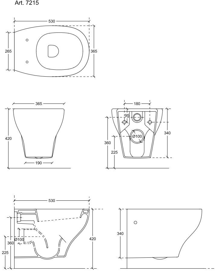 7215-7212 Подвесной унитаз настенный Белый Galassia EDEN Италия - Вид №2