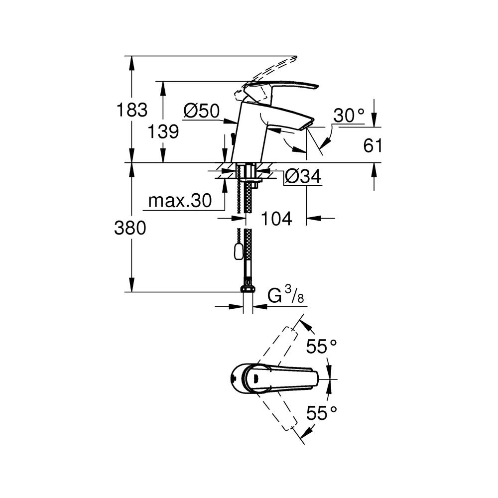 Смеситель для раковины Grohe Start однорычажный цвет хром 18827536 STLM-2035526  - Вид №8