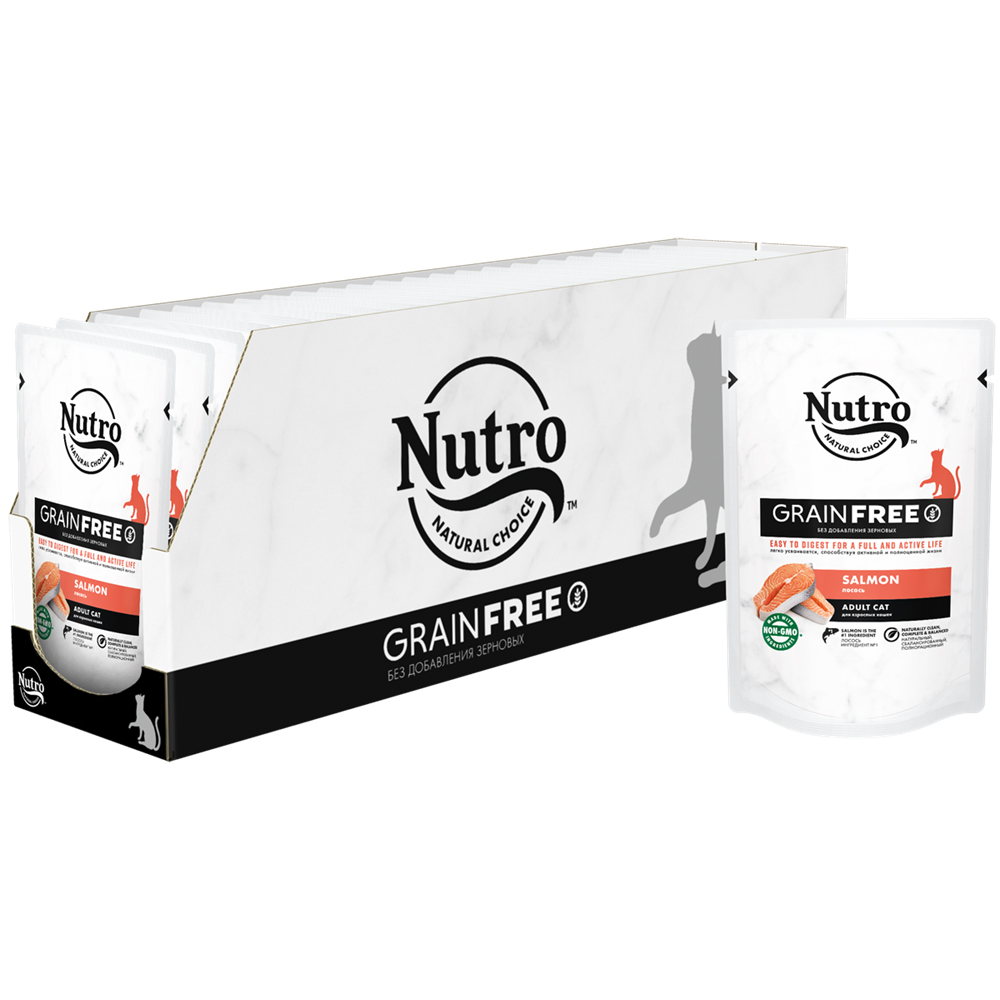 ПР0059474*24 Корм для кошек Лосось пауч 70г (упаковка - 24 шт) NUTRO 