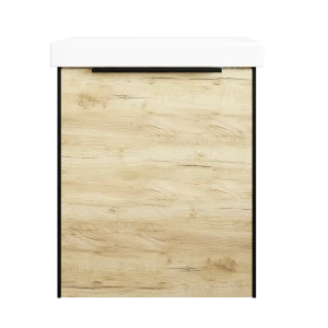 Тумба подвесная под раковину Sanflor Барселона 50 цвет дуб черный крафт с раковиной Cersanit Moduo 50 см фарфор