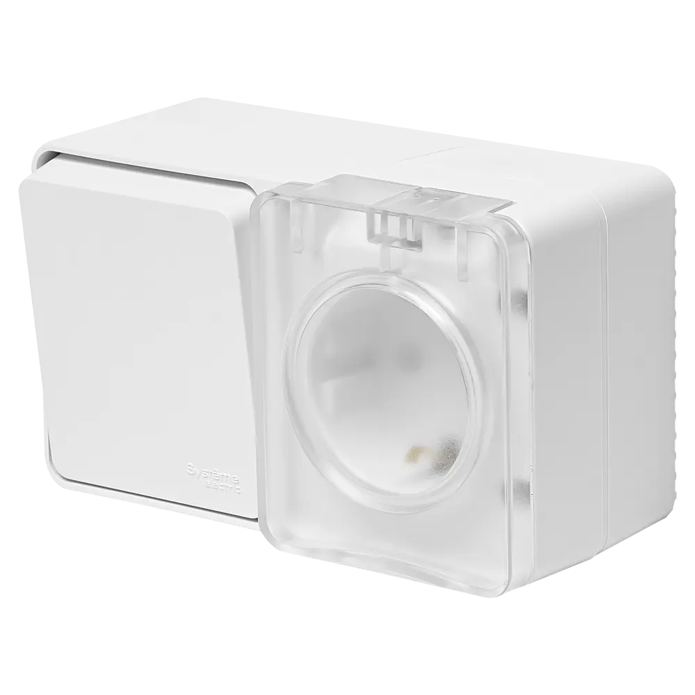 Розетка с выключателем накладная Systeme Electric AtlasDesign Profi с заземлением цвет белый STLM-2105616 - Вид №2