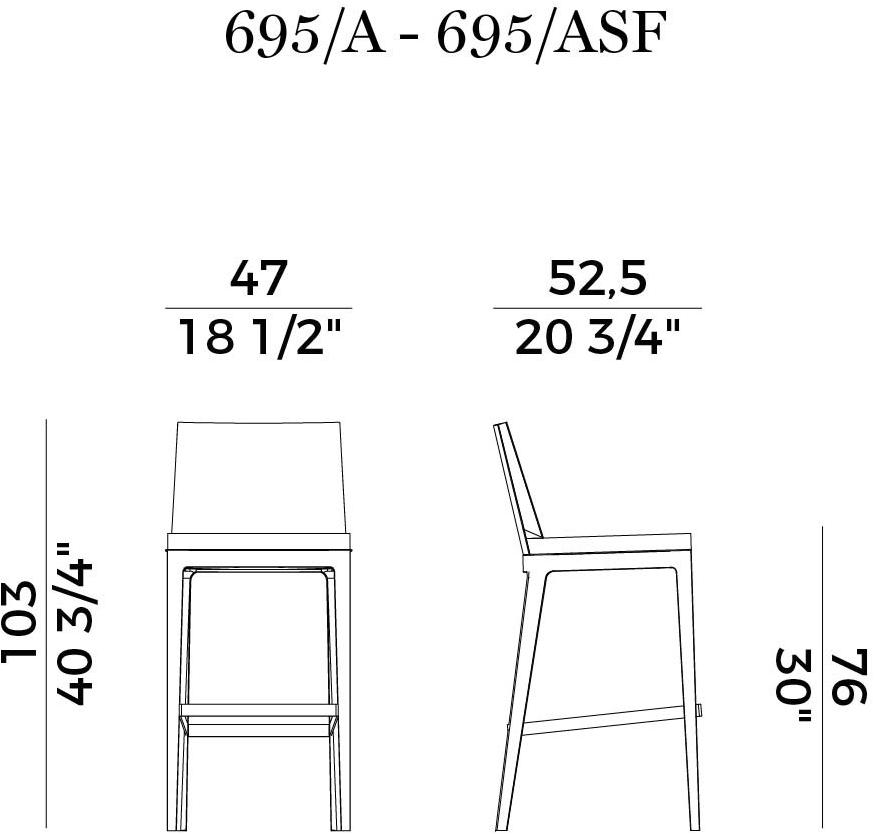 Potocco Высокий кожаный табурет с подставкой для ног Greta 695/a - Вид №3
