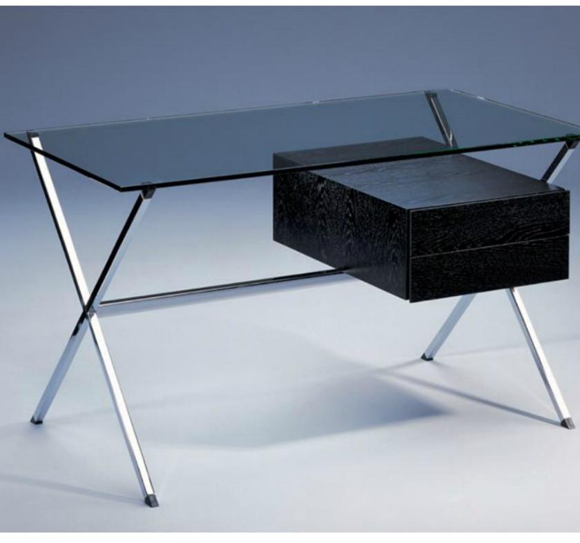 KNOLL Стол из стали и стекла с деревянными ящиками sun-id-1431402 - Вид №1