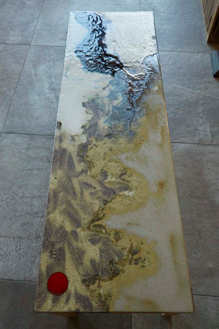 Лавовая скамья из фаянса и дуба DOMIZIANI современный ARCH-00054833 - Вид №1