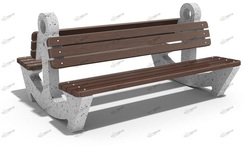 ENCHO ENCHEV - ETE Скамейка из бетона и дерева со спинкой  9 