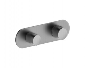 Y372B+D372A  Термостатический встраиваемый смеситель для душа, 3/4''ручки переключатель с закрытием, на 2 потока с поворотной кнопкой только для горизонтальной установки впуски 3/4'' Fantini Rubinetti AA/27 НЕРЖАВЕЮЩАЯ СТАЛЬ