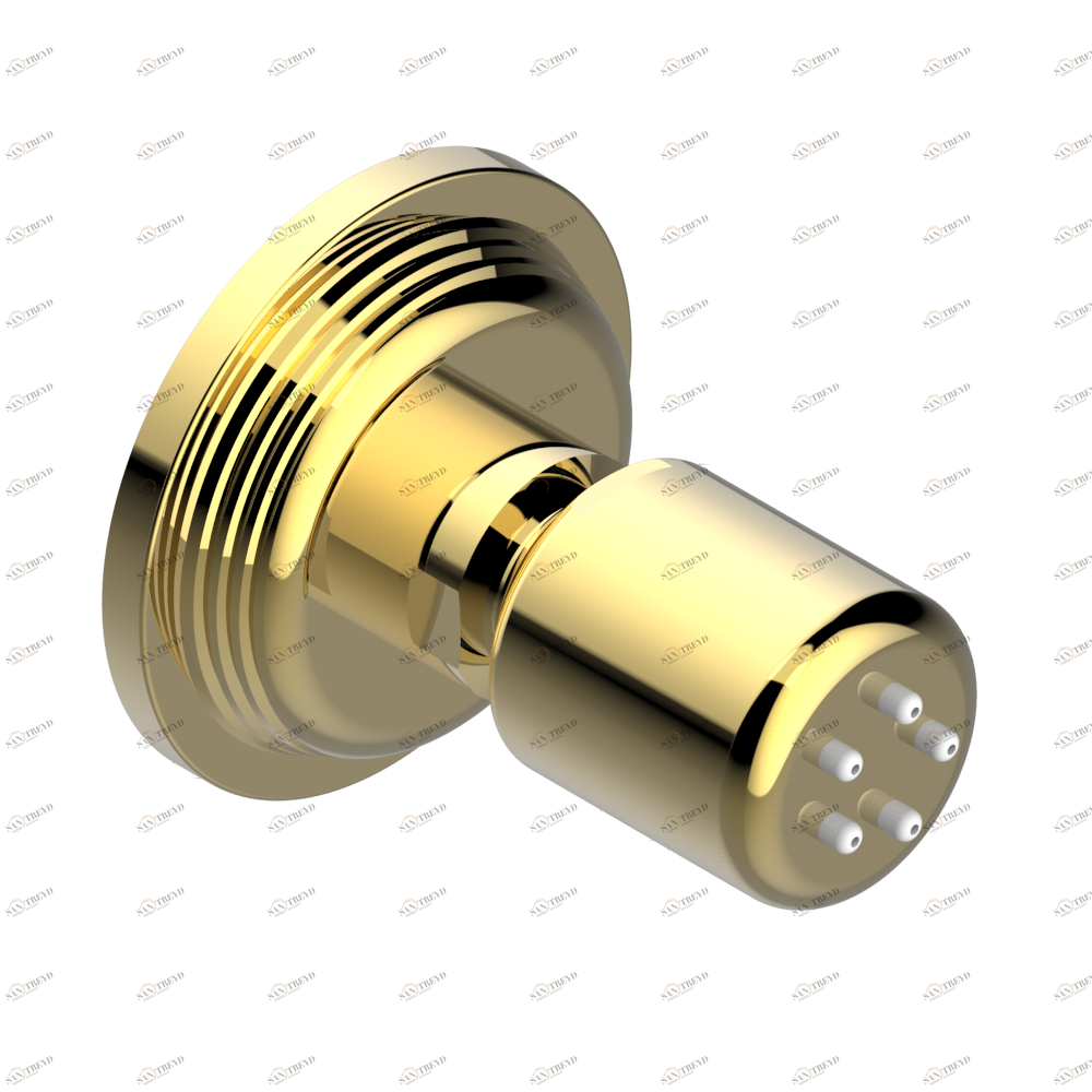 U9M-290/B Форсунка гидромассажная встраиваемая в стену 1/2" с защитой от жёсткой воды Thg-paris Grand central с ручками-крестиками с чёрным ониксом Покрытие PVD золотистый цвет U9M 290/B CAT.F