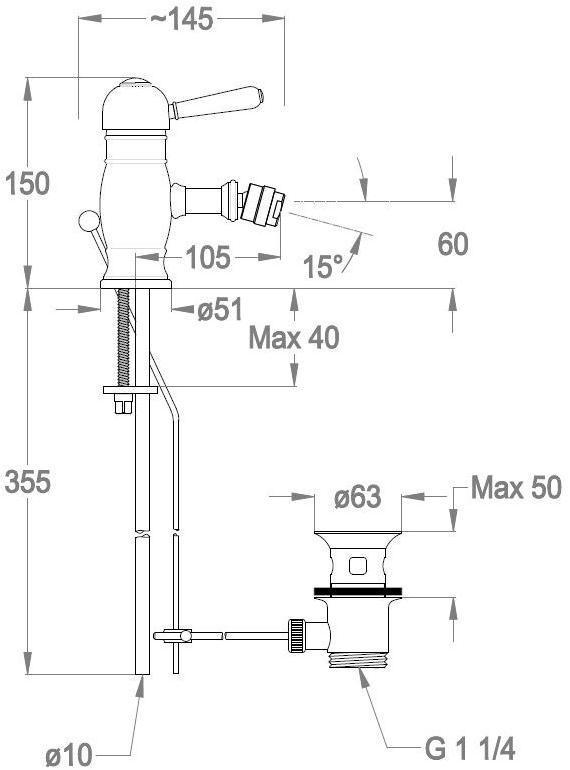 Fir Italia Смеситель для биде, однорычажный, настольный Melrose 71 sun-id-1358031 - Вид №1