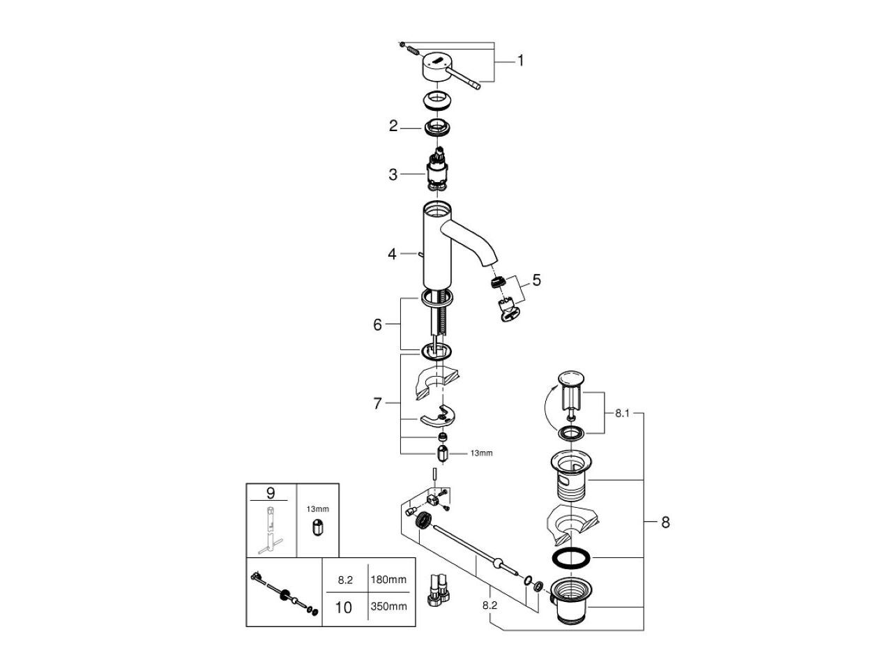Смеситель для раковины с ограничителем температуры Grohe Essence New ARCH-00047138 - Вид №3