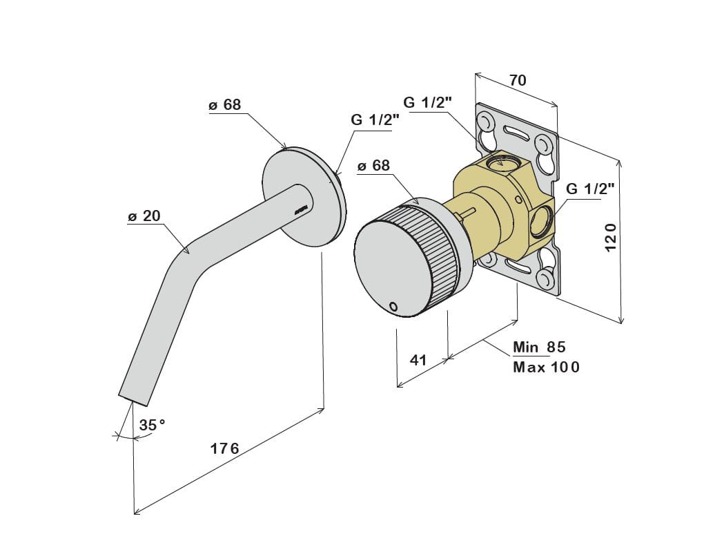 Однорычажный смеситель для раковины из нержавеющей стали Amphora Reel ARCH-00067171 - Вид №4