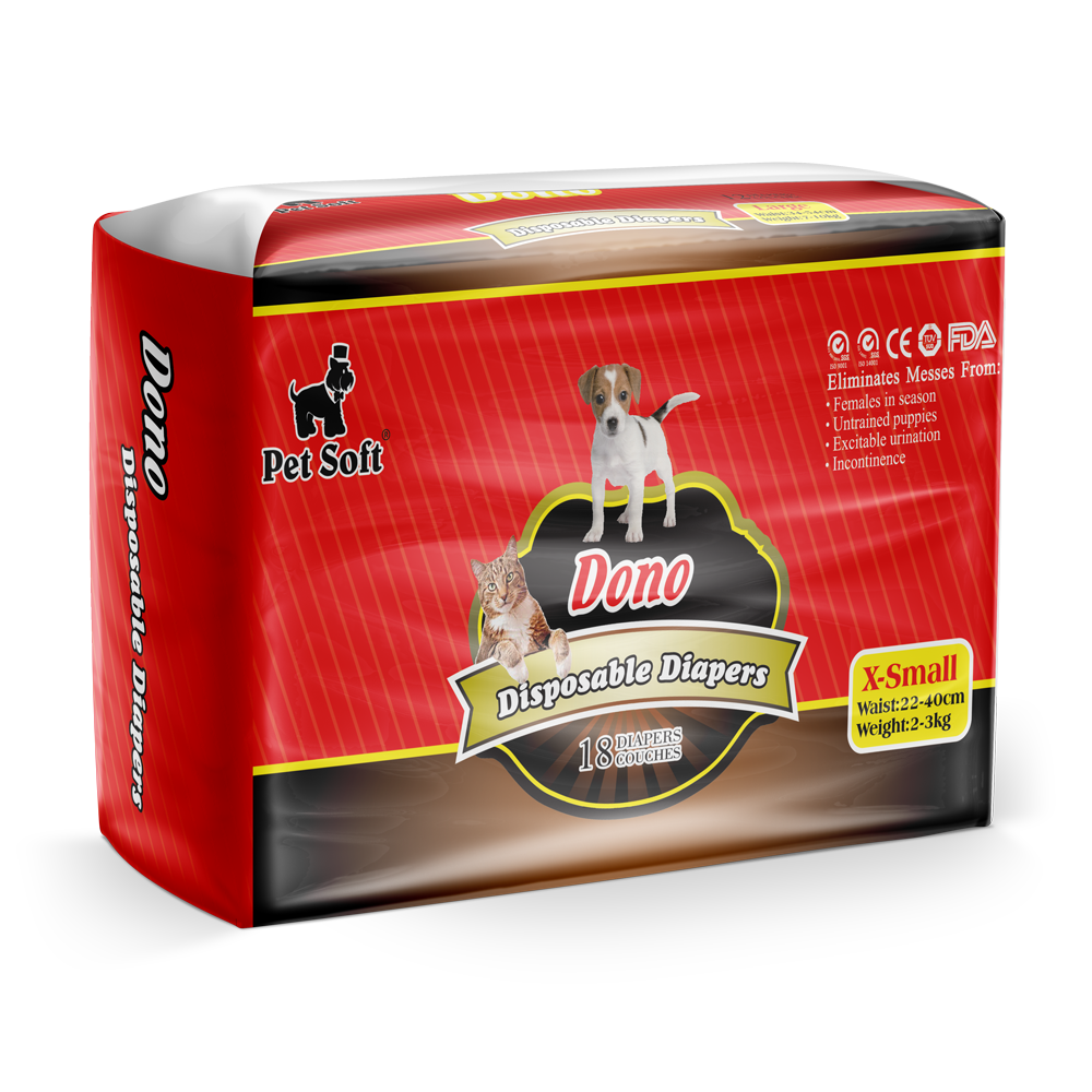ПР0047518 Одноразовые впитывающие подгузники для животных PET DIAPER размер XS, 18шт Dono 