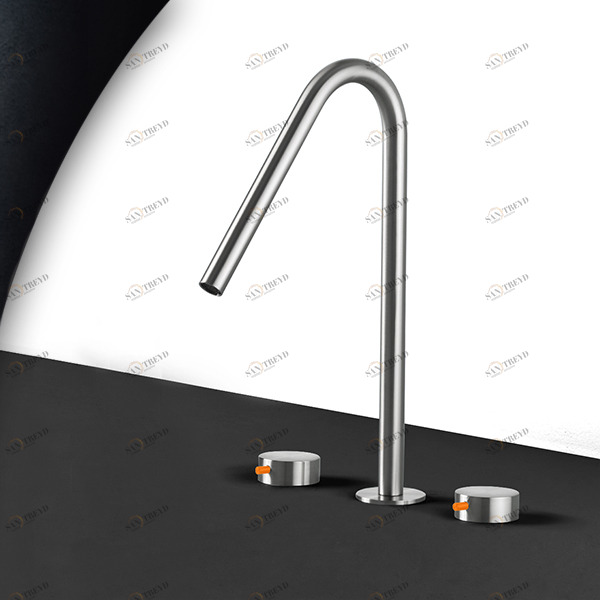 Смеситель для раковины сталь матовая с оранжевой ручкой Toki Radomonte TKI24SCIL34