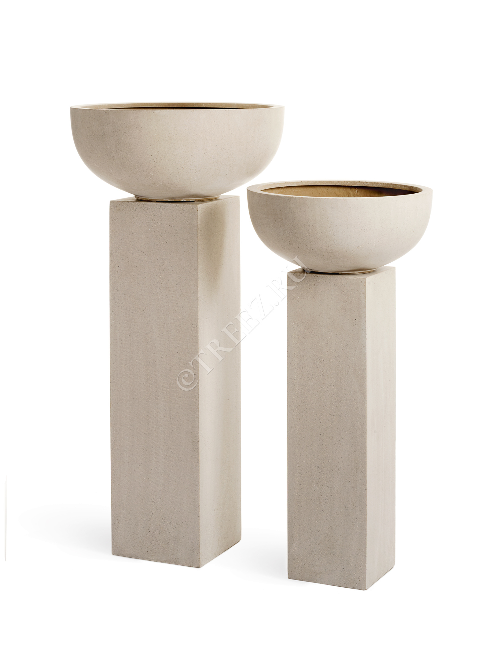 41.3317-02-006-BE-62 Кашпо  Effectory - серия Beton - Низкая чаша - Белый песок Цветочная коллекция  - Вид №3