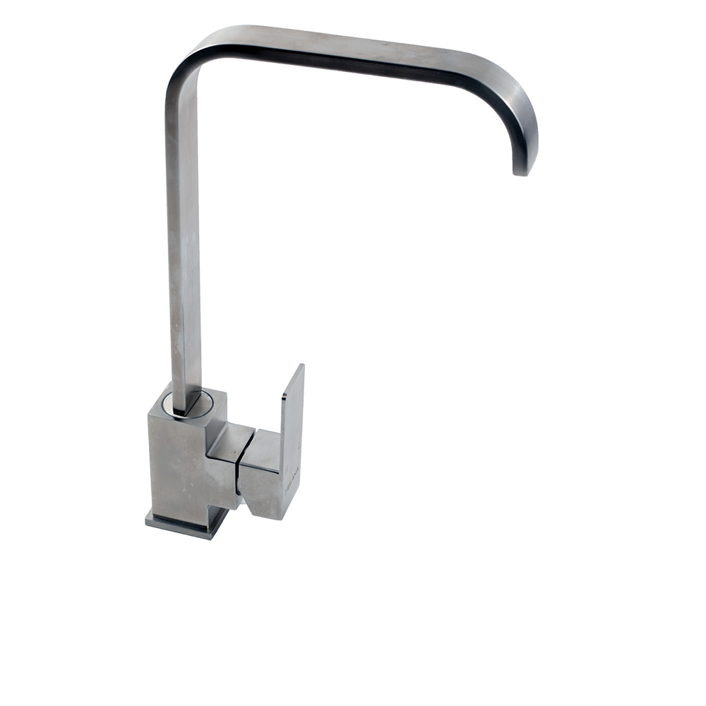 Смеситель д/кухни MELANA-F8113 нерж.сталь, однорычажный, сатин, высокий излив  - Вид №5