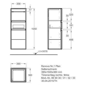 Шкаф боковой Keramag Renova Nr. 1 Plan 869032000 Santreyd  - Вид №3