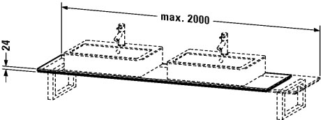 XL016C04343 Консоль для накладных раковин и встраиваемых умывальников, для угла слева X-Large #XL016C 480 мм Базальт матовый, декор Duravit - Вид №1