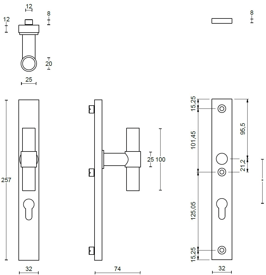 Formani Ручка для входной двери на пластине из нержавеющей стали One Pb20 28-50m /kt /y72 - Вид №3