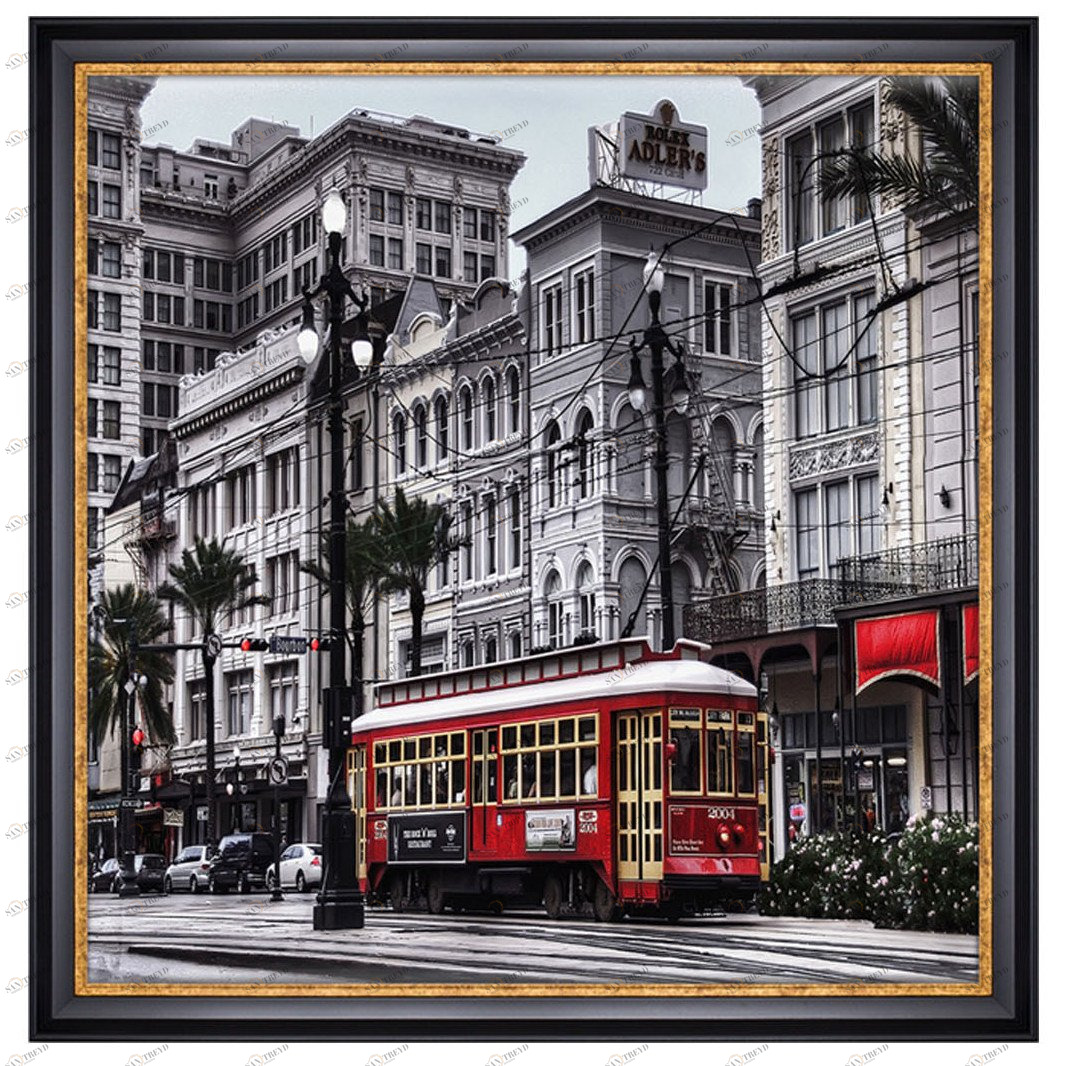 Постер квадратный на художественной бумаге 100х100 см "Трамвай Иль-де-Франса" EVENHOME ДИЗАЙНЕРСКИЕ 00-3878785 Белый;черный 