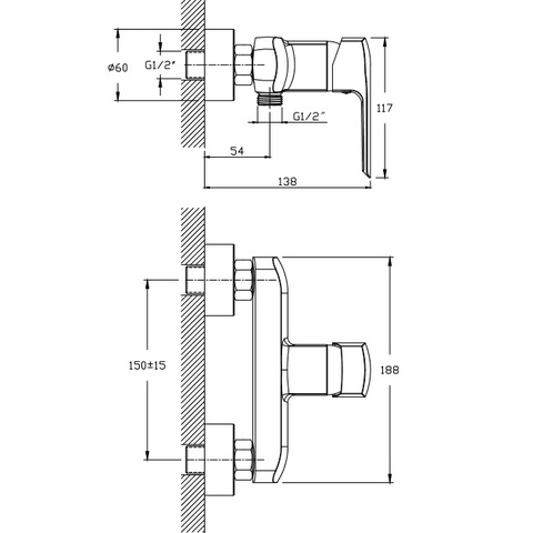 Orange Merci M13-200cr однорычажный душевой смеситель без акссесуаров Хром sun-id-1516878 - Вид №1